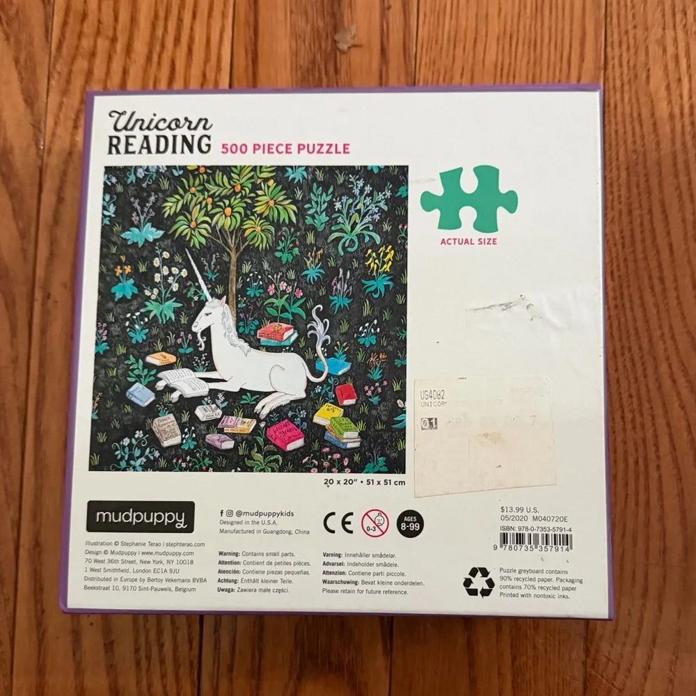 Mudpuppy White Unicorn 500-Piece Puzzle - Colorful Books & Florals